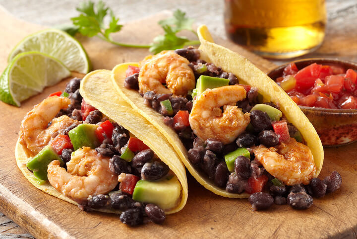 Shrimp and Black Bean Salsa Tacos